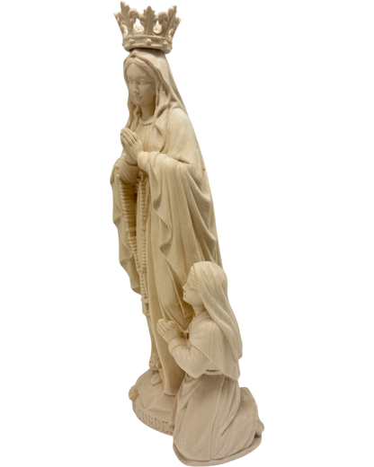 Sculpture Our Lady of Lourdes and Bernadette in Val Gardena Wood