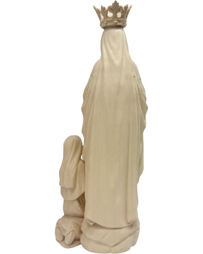 Sculpture Our Lady of Lourdes and Bernadette in Val Gardena Wood