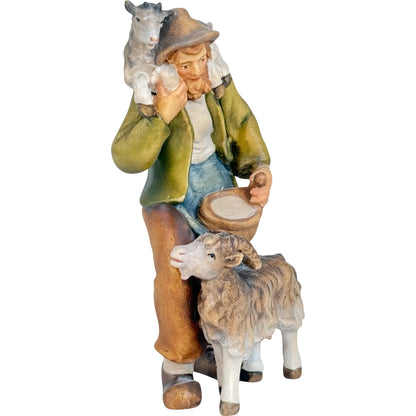 Shepherd with Goat and Kid - Maple Wood