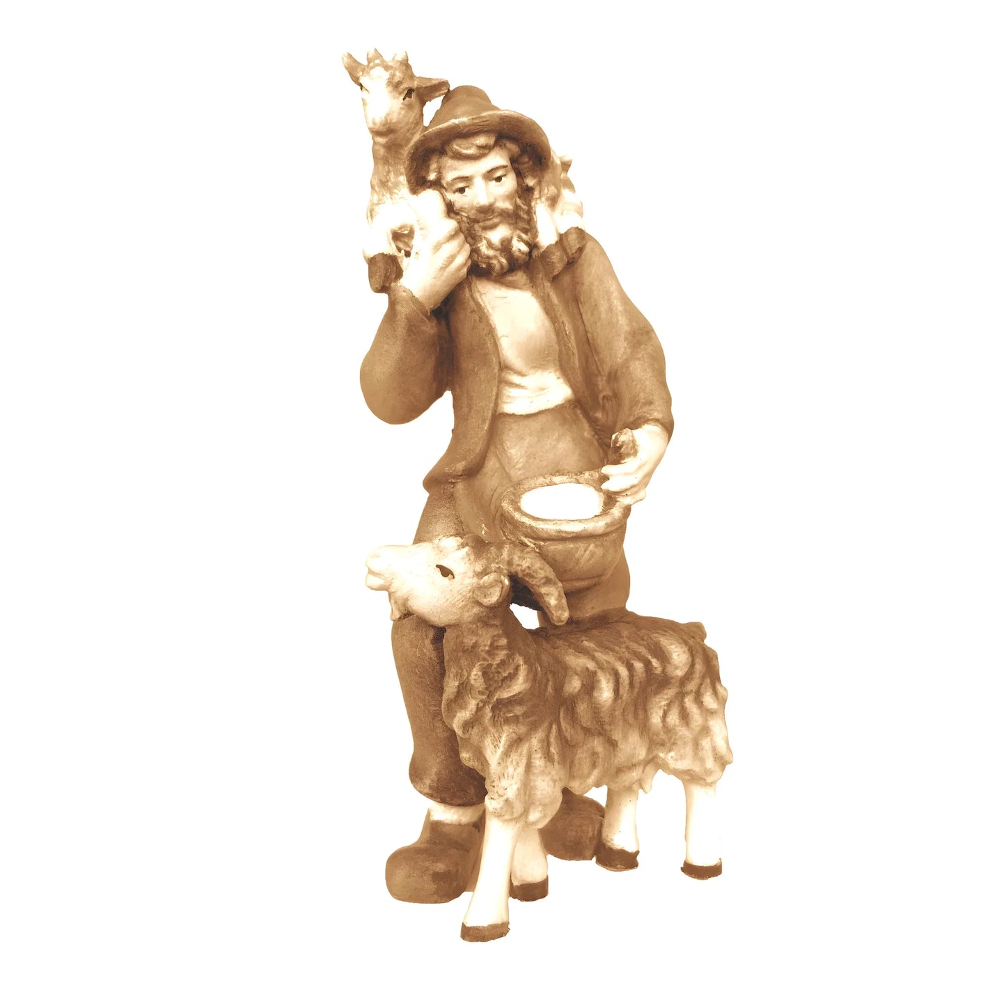 Shepherd with Goat and Kid - Maple Wood