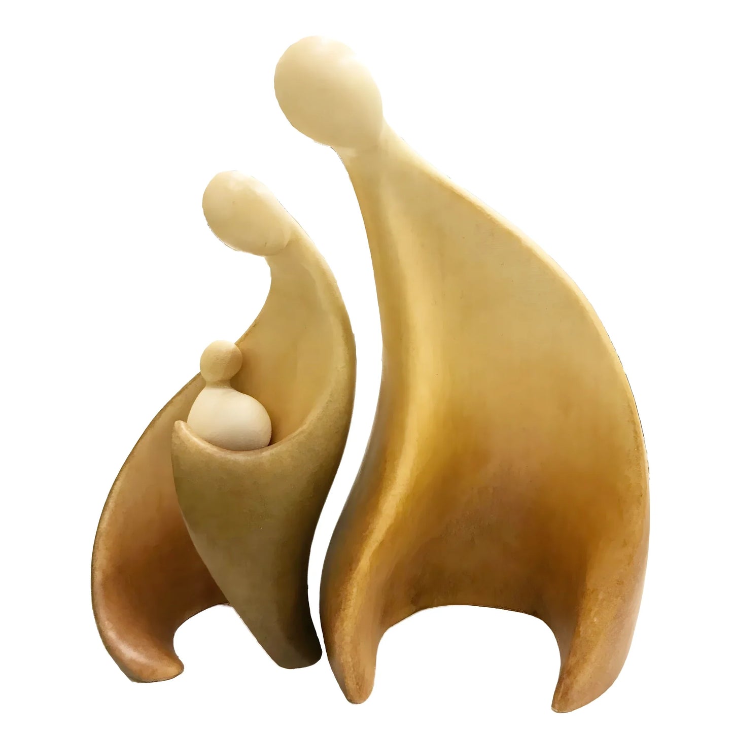 Abstract Holy Family Sculpture in Maple Wood Val Gardena
