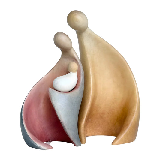 Abstract Holy Family Sculpture in Maple Wood Val Gardena