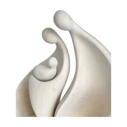 Abstract Holy Family Sculpture in Maple Wood Val Gardena