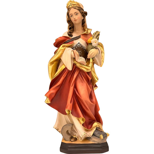 Holy Sculpture Saint Valeria in Carved Wood from Val Gardena