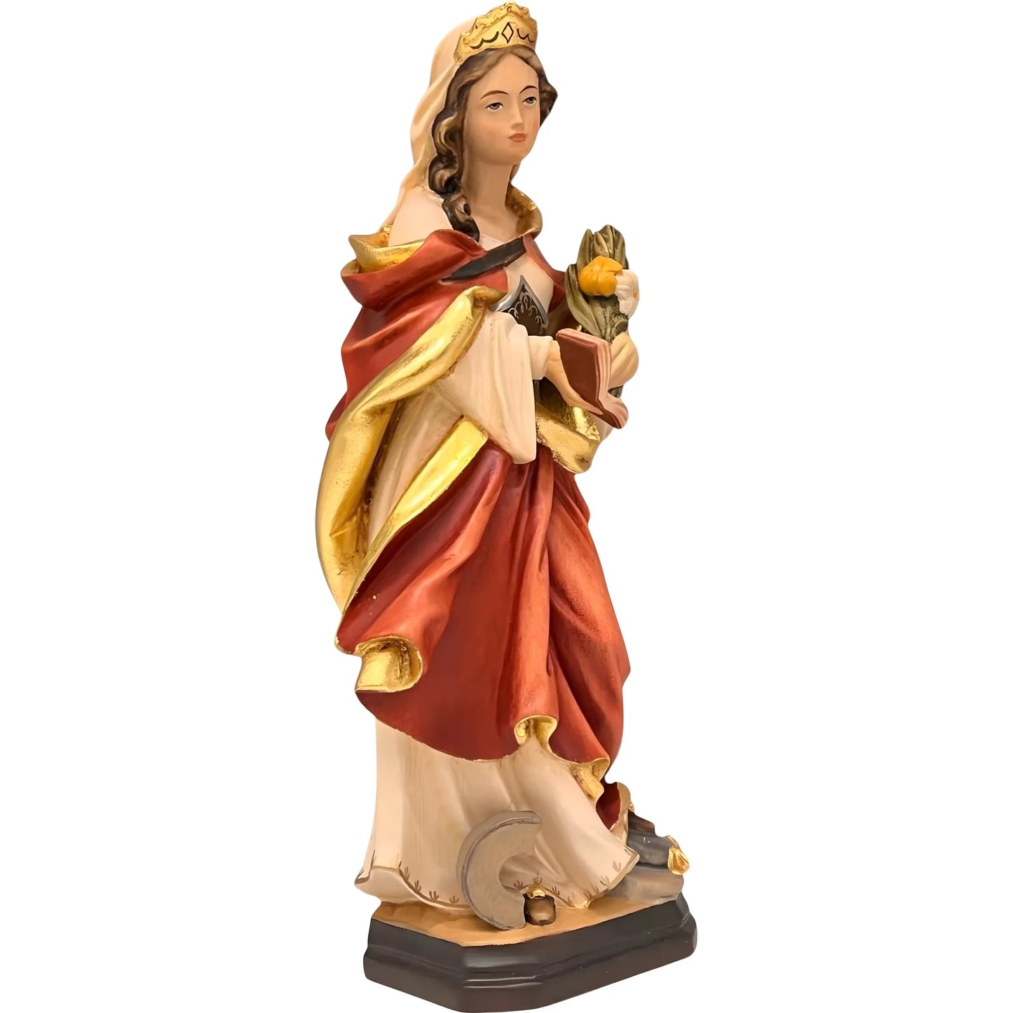 Holy Sculpture Saint Valeria in Carved Wood from Val Gardena