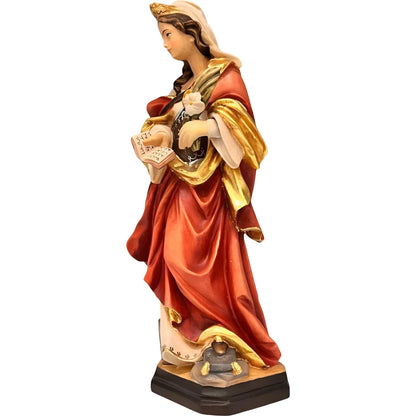 Holy Sculpture Saint Valeria in Carved Wood from Val Gardena