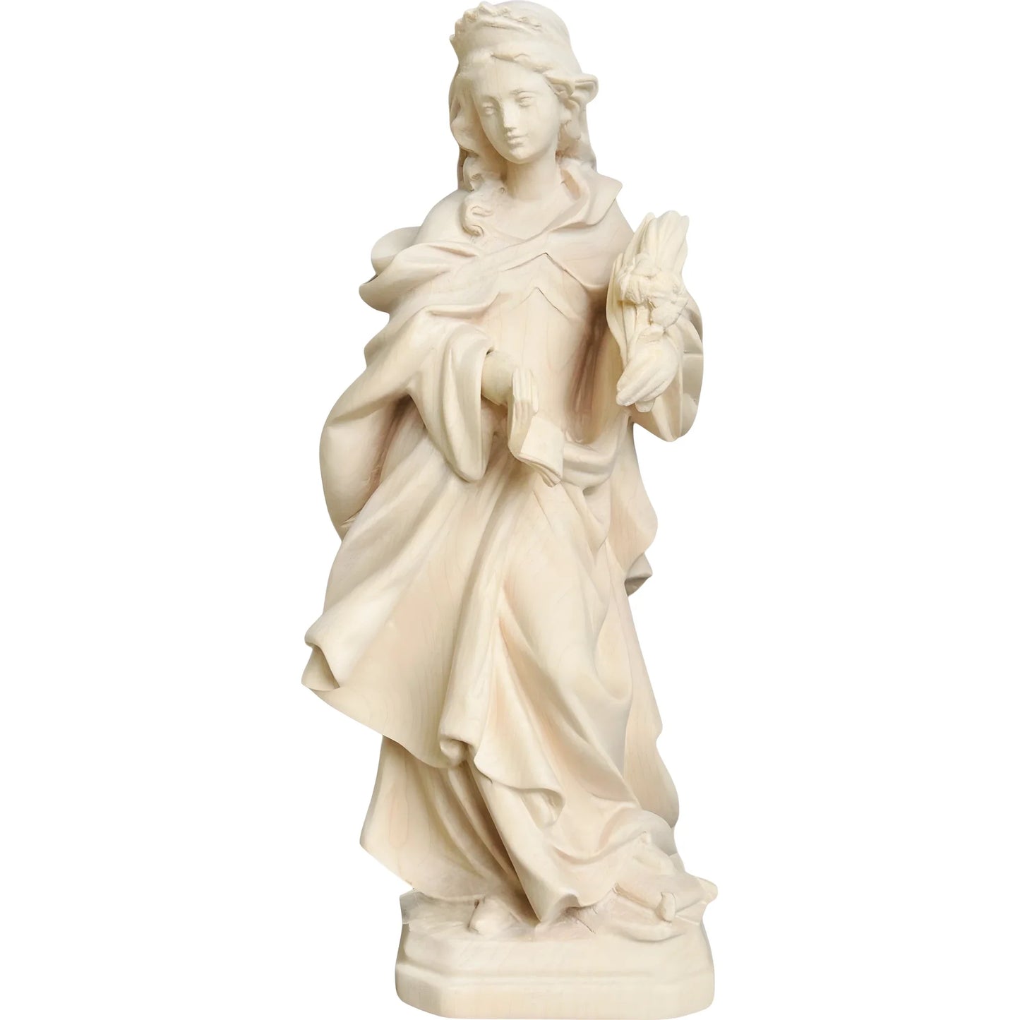 Holy Sculpture Saint Valeria in Carved Wood from Val Gardena