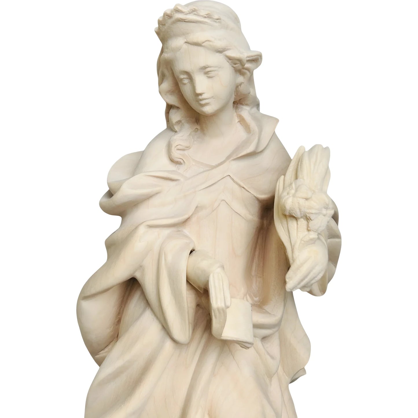 Holy Sculpture Saint Valeria in Carved Wood from Val Gardena