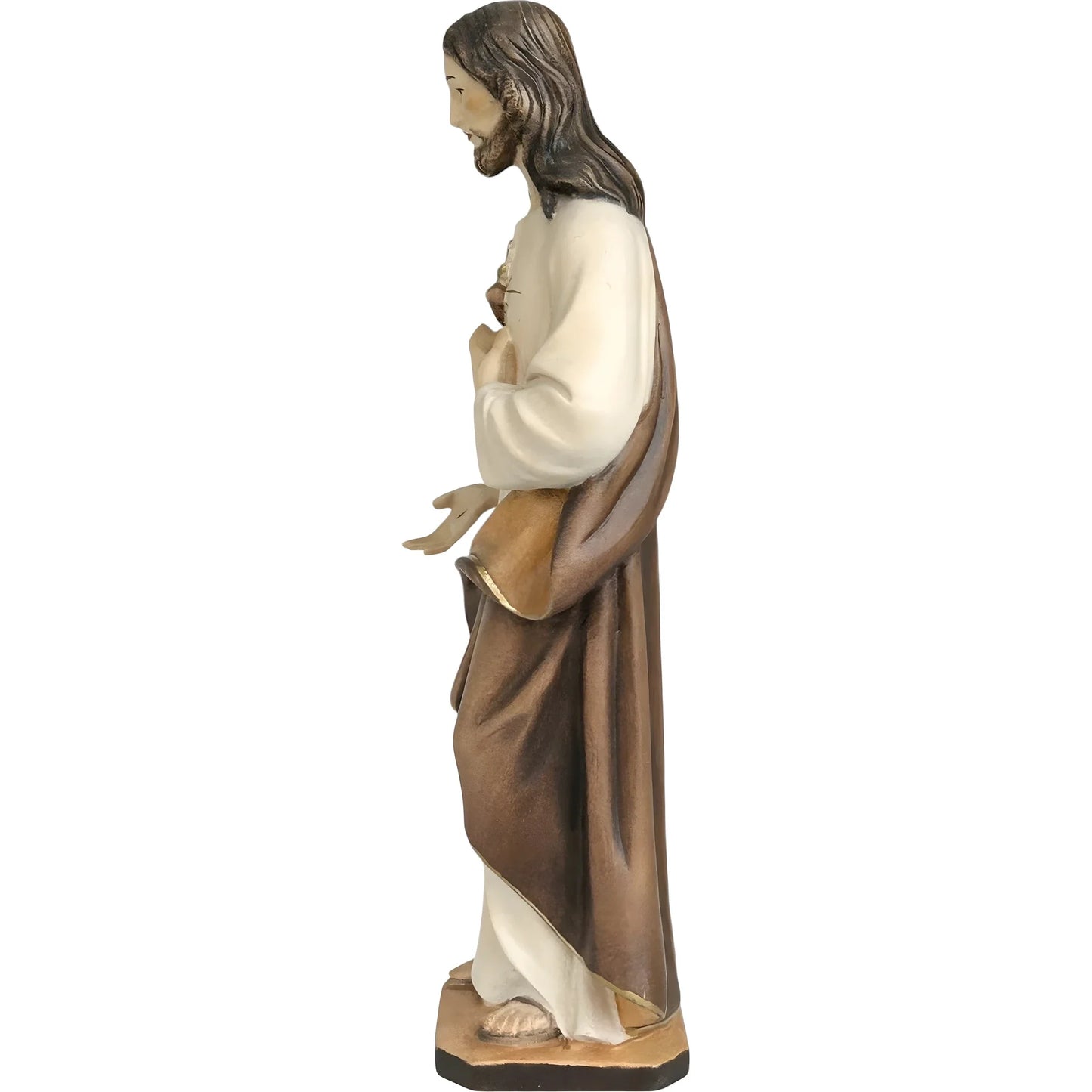 Sacred Heart of Jesus Sculpture in Hand-Painted Val Gardena Wood