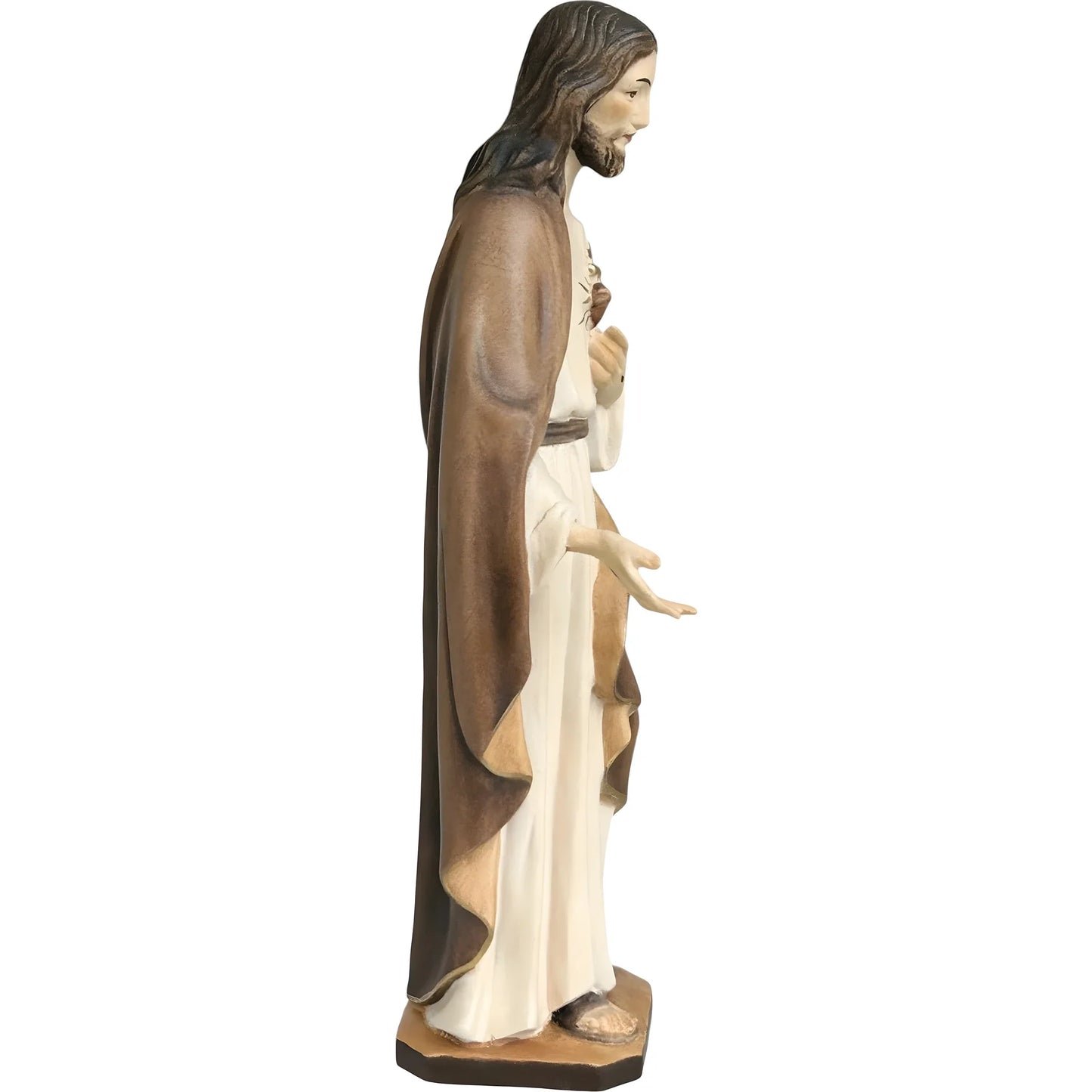 Sacred Heart of Jesus Sculpture in Hand-Painted Val Gardena Wood