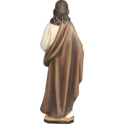 Sacred Heart of Jesus Sculpture in Hand-Painted Val Gardena Wood