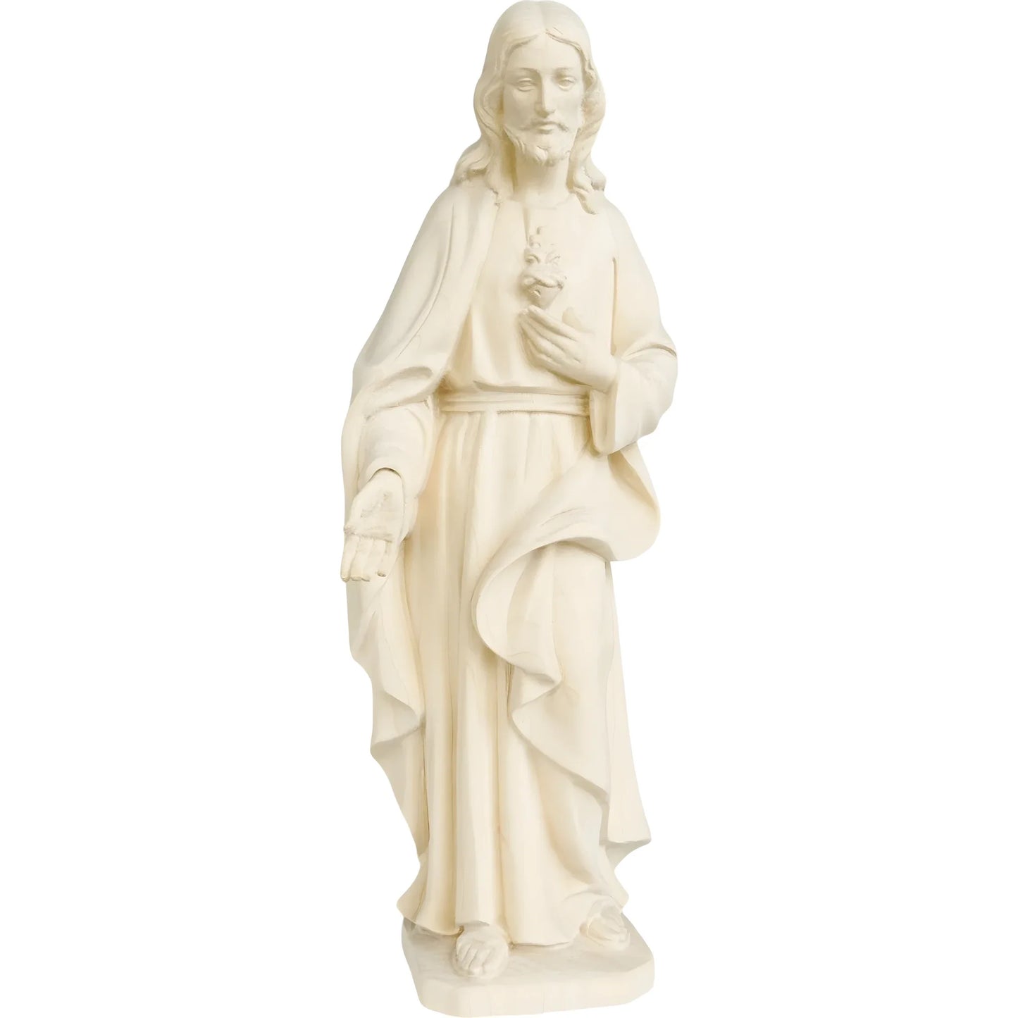 Sacred Heart of Jesus Sculpture in Hand-Painted Val Gardena Wood