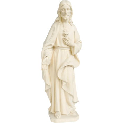 Sacred Heart of Jesus Sculpture in Hand-Painted Val Gardena Wood