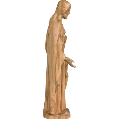 Sacred Heart of Jesus Sculpture in Hand-Painted Val Gardena Wood