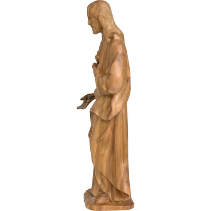 Sacred Heart of Jesus Sculpture in Hand-Painted Val Gardena Wood