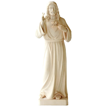 Sacred Heart of Jesus Sculpture in Val Gardena Wood, Hand-Painted