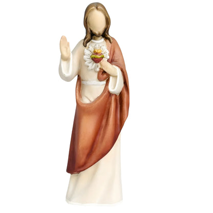 Modern Wooden Sacred Heart of Jesus Sculpture from Val Gardena