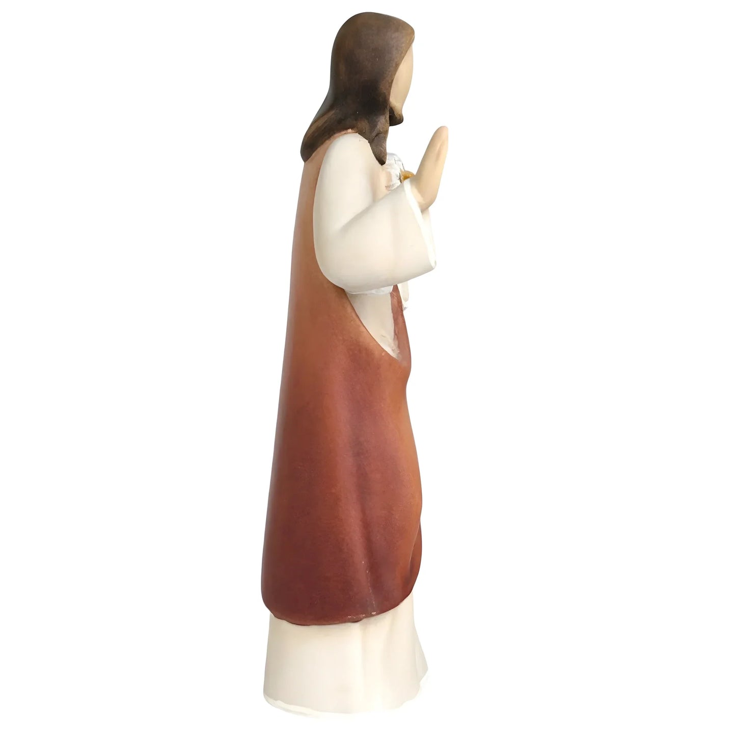 Modern Wooden Sacred Heart of Jesus Sculpture from Val Gardena