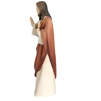 Modern Wooden Sacred Heart of Jesus Sculpture from Val Gardena