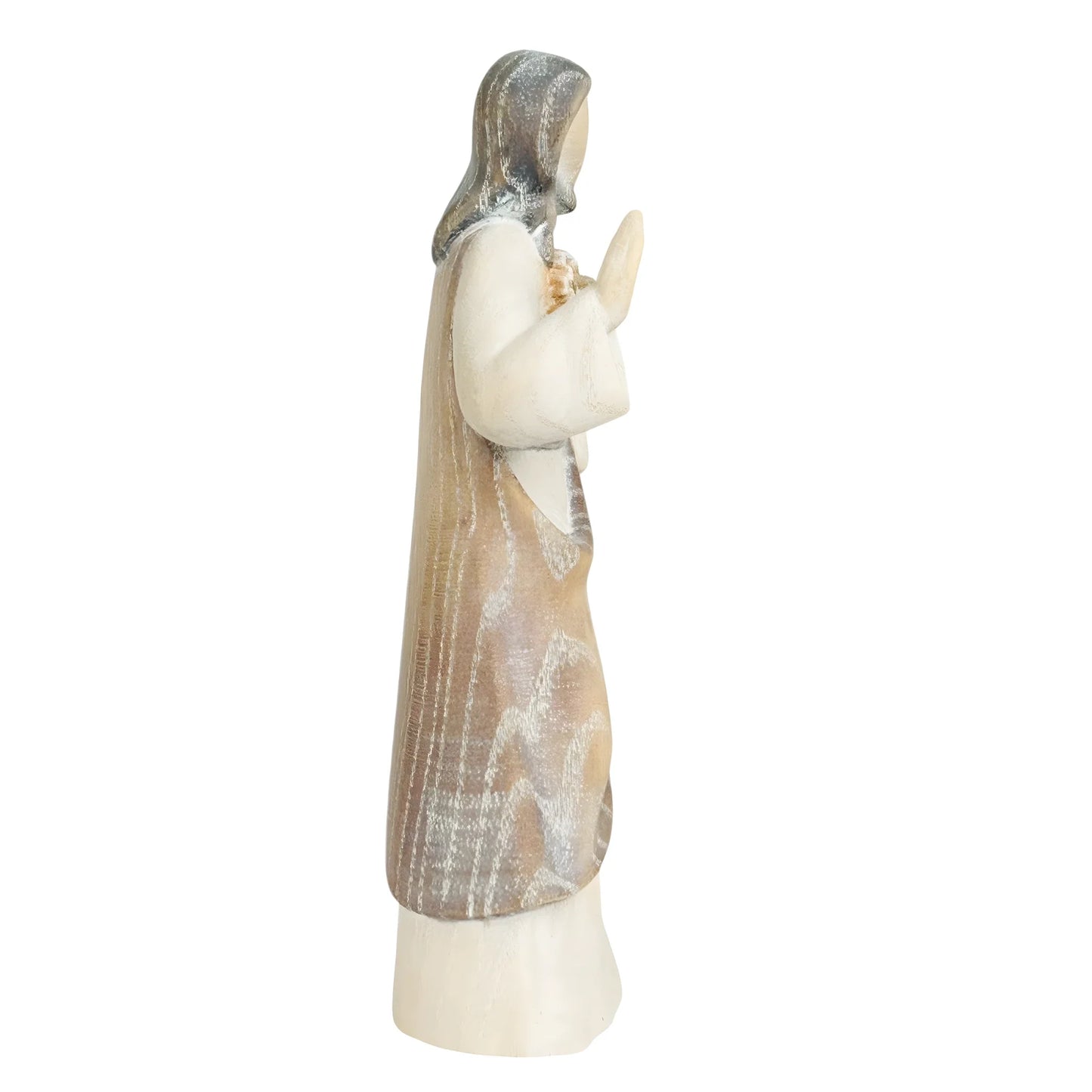 Modern Wooden Sacred Heart of Jesus Sculpture from Val Gardena