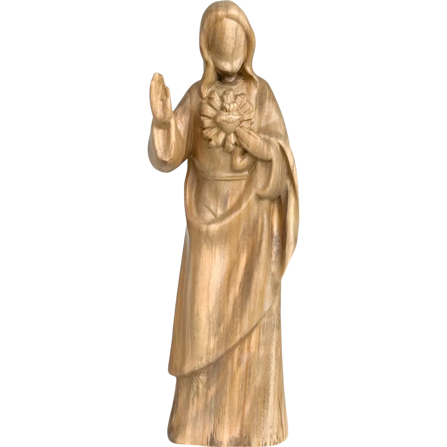 Modern Wooden Sacred Heart of Jesus Sculpture from Val Gardena
