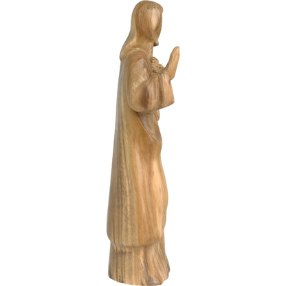 Modern Wooden Sacred Heart of Jesus Sculpture from Val Gardena