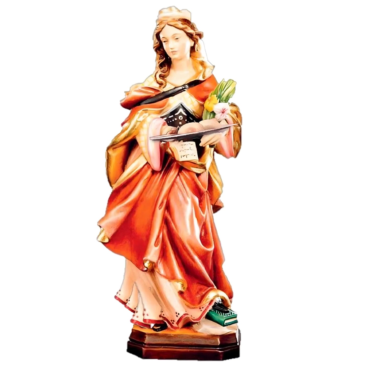 Sculpture Saint Agatha in Maple and Lime Wood