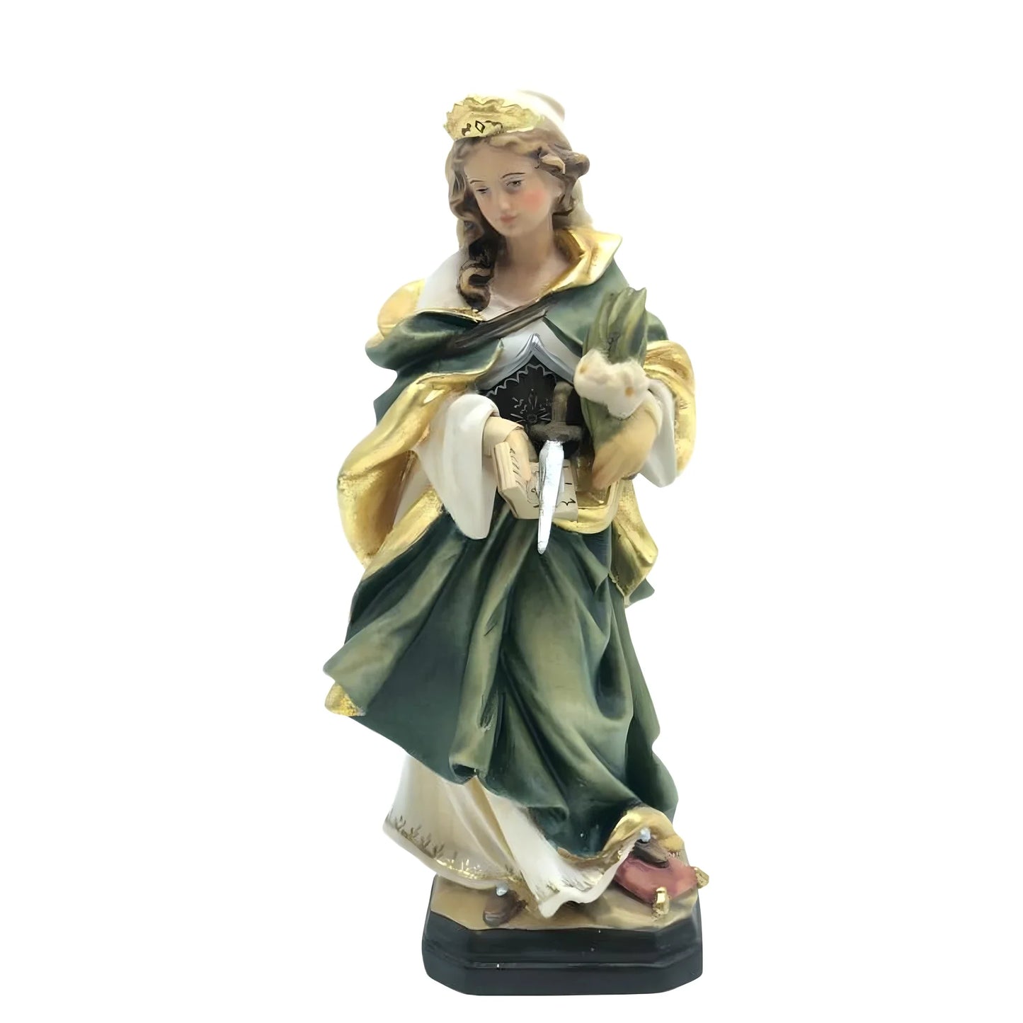 Saint Flora Martyr Sculpture in Val Gardena Wood, Hand-painted