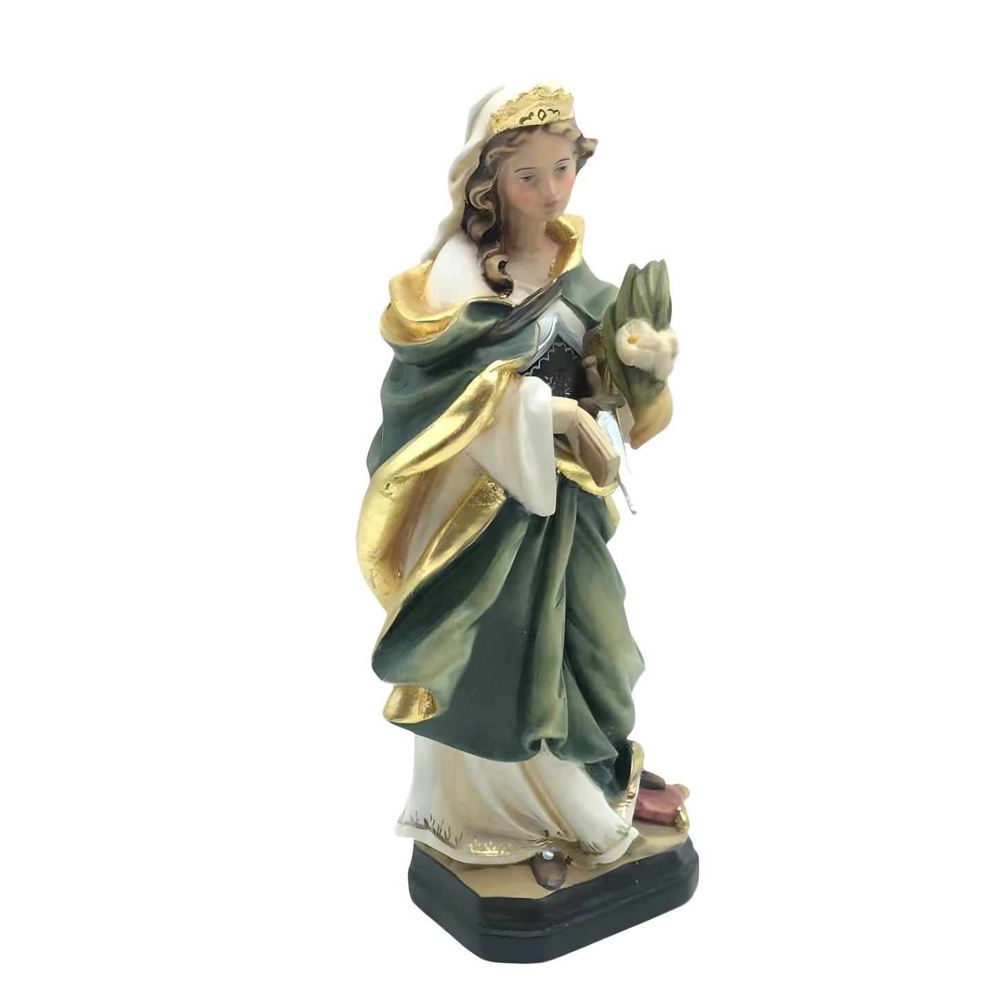 Saint Flora Martyr Sculpture in Val Gardena Wood, Hand-painted
