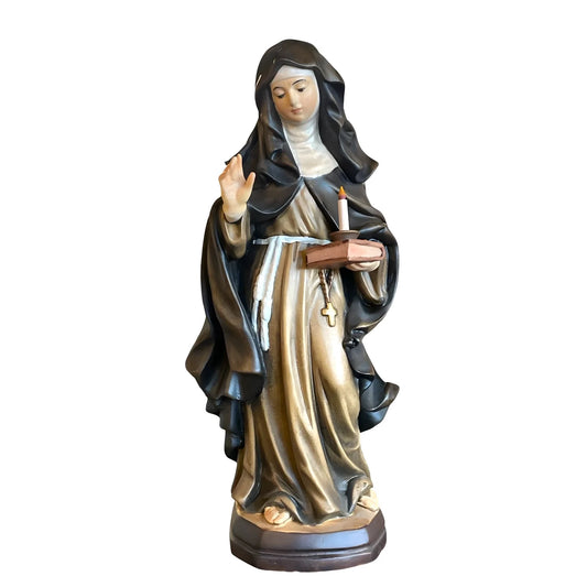 Sculpture Saint Genevieve in Hand-Carved and Hand-Painted Wood Val Gardena
