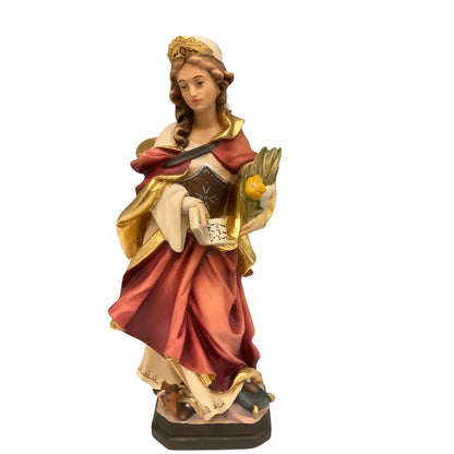 Sculpture Saint Perpetua in carved wood, Val Gardena