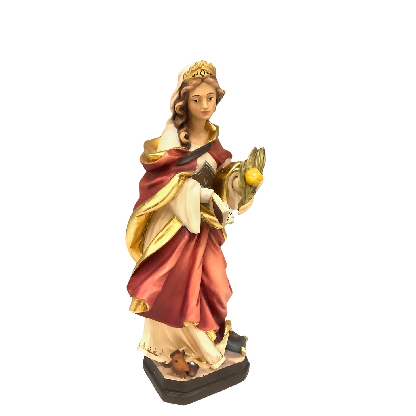 Sculpture Saint Perpetua in carved wood, Val Gardena