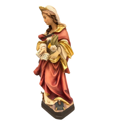 Sculpture Saint Perpetua in carved wood, Val Gardena