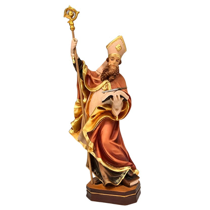 Sculpture of Saint Kilian Bishop in Painted Wood from Val Gardena