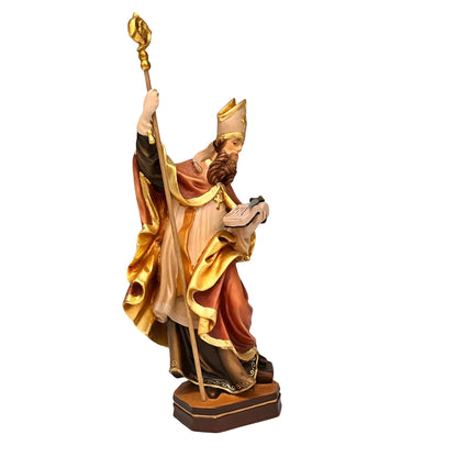 Sculpture of Saint Kilian Bishop in Painted Wood from Val Gardena