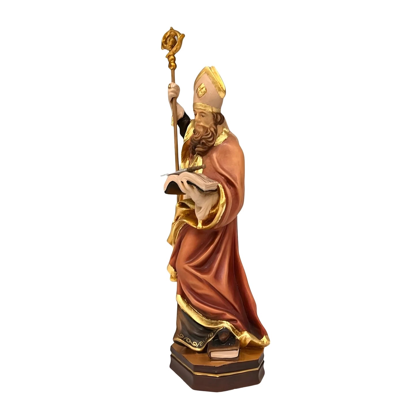 Sculpture of Saint Kilian Bishop in Painted Wood from Val Gardena