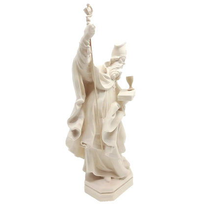 Sculpture of Saint Richard Bishop with Crozier and Book in Val Gardena Wood