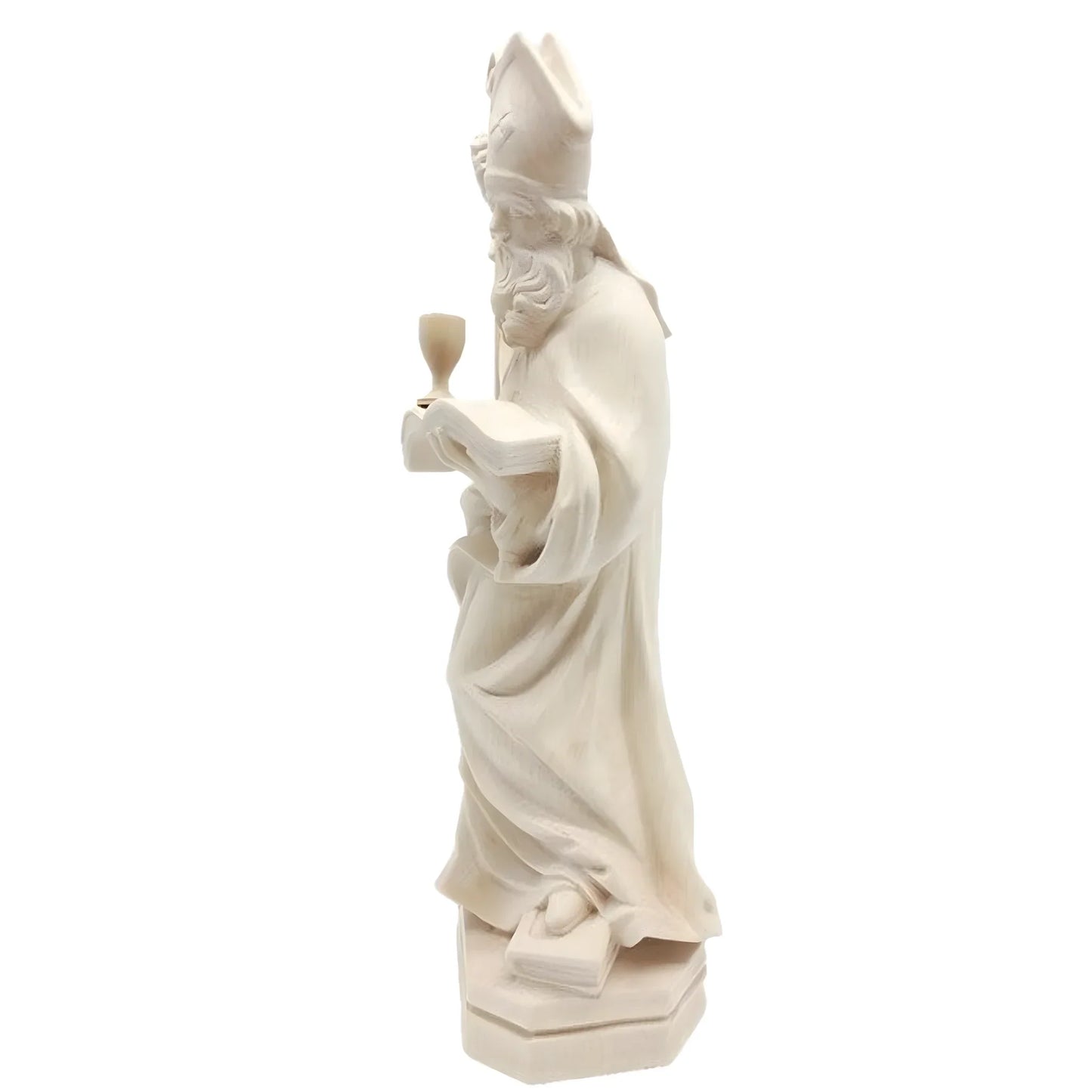 Sculpture of Saint Richard Bishop with Crozier and Book in Val Gardena Wood