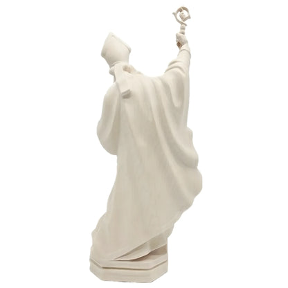 Sculpture of Saint Richard Bishop with Crozier and Book in Val Gardena Wood