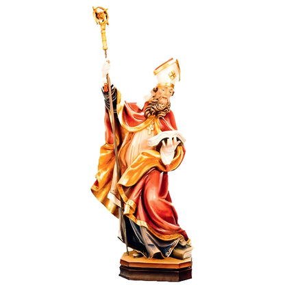 Sculpture of Saint Augustine with Flaming Heart in Val Gardena Wood