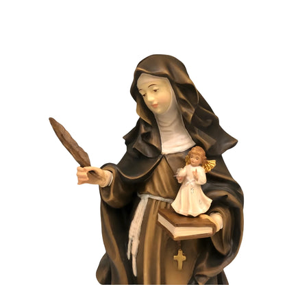 Sculpture of Saint Francesca Romana with Guardian Angel in Val Gardena Wood