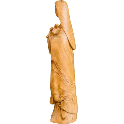 Sculpture of Saint Therese of Lisieux with Roses, Carved Wood Val Gardena