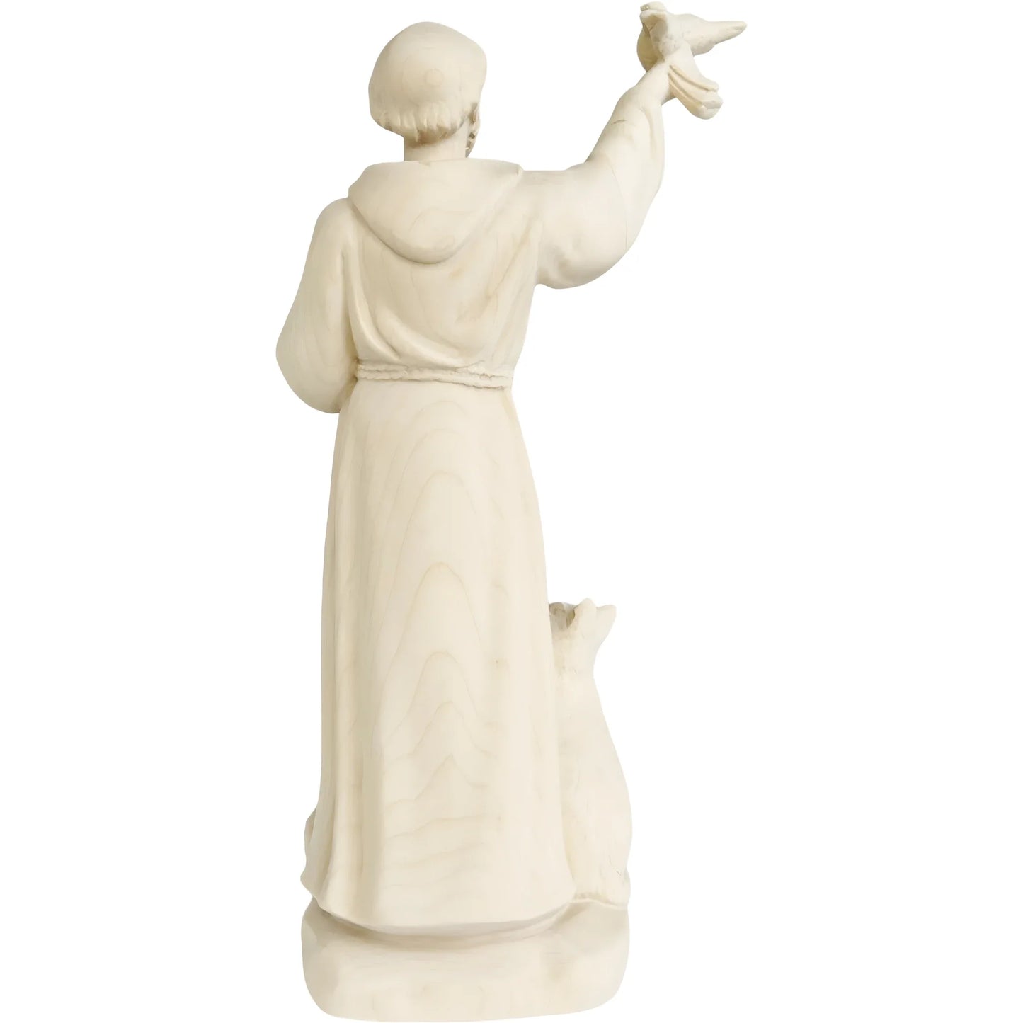 Wooden Sculpture of Saint Francis of Assisi with Wolf, Lamb, and Dove