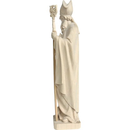 Wooden Sculpture of Saint Patrick with Shamrock and Bishop's Crozier