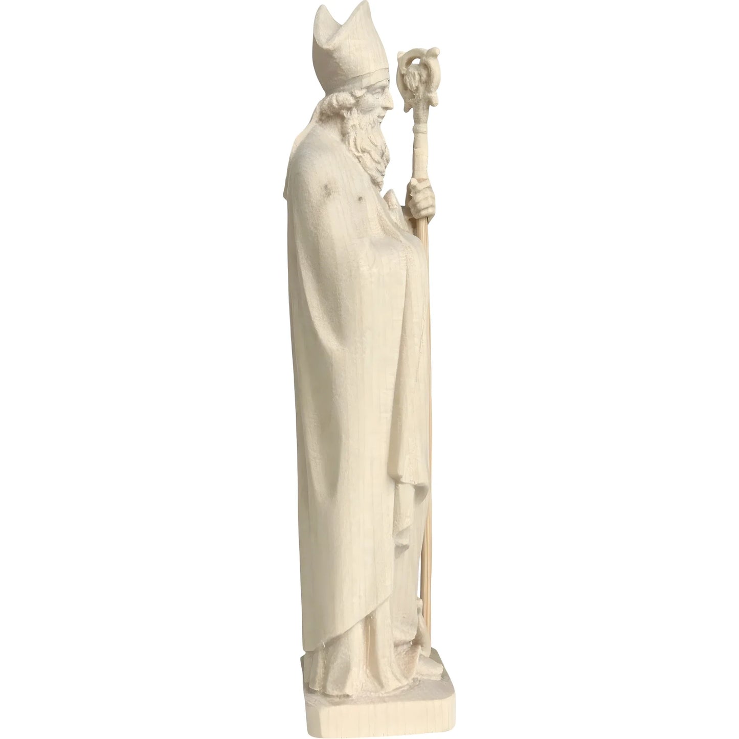 Wooden Sculpture of Saint Patrick with Shamrock and Bishop's Crozier