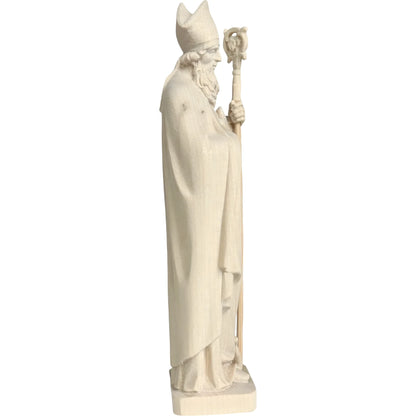 Wooden Sculpture of Saint Patrick with Shamrock and Bishop's Crozier