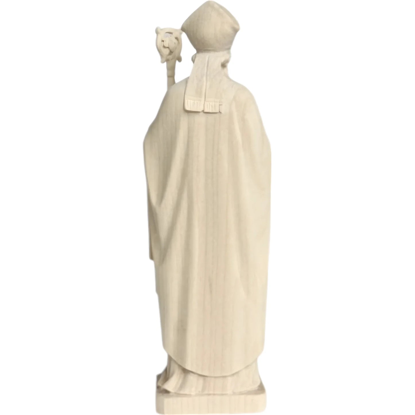 Wooden Sculpture of Saint Patrick with Shamrock and Bishop's Crozier
