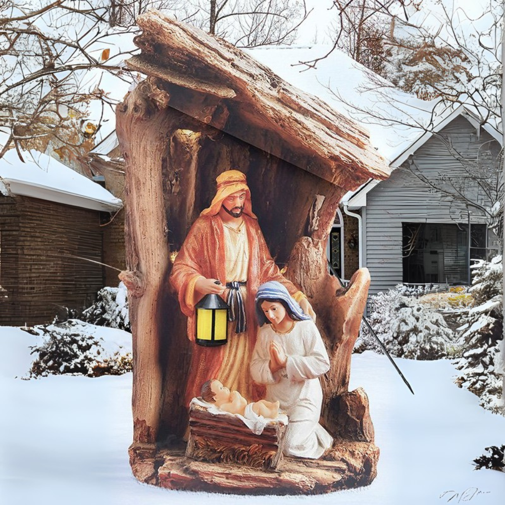 Silent Night Lighted Outdoor Nativity