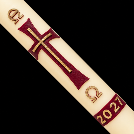 Simple Red Cross Paschal Candle