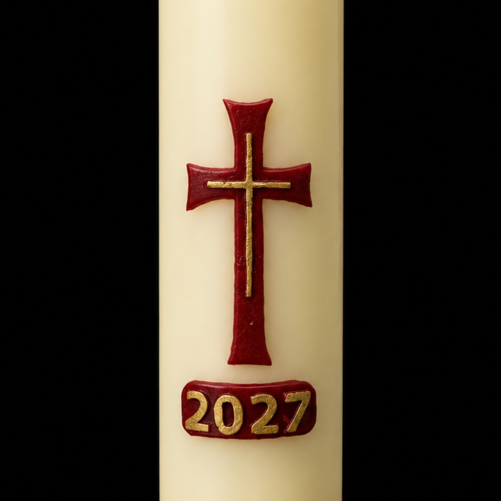 Simple Cross Home Paschal Candle - 3" x 12"